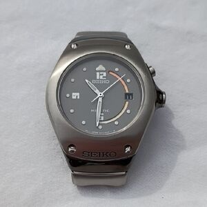 Seiko Kinetic Watch Gray Dial Stainless Steel No Strap/Band - PARTS ONLY